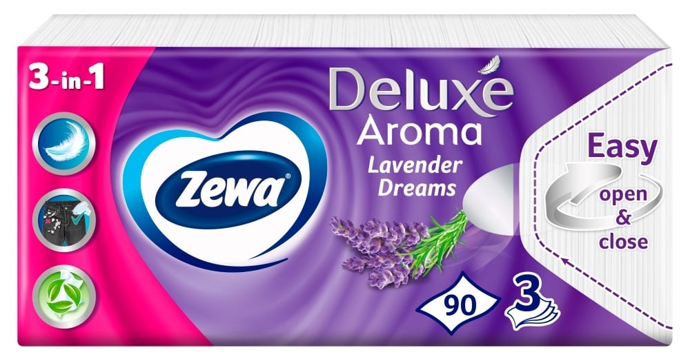 Zewa Deluxe Lavender Dreams illatosított papír zsebkendő 3 rétegű