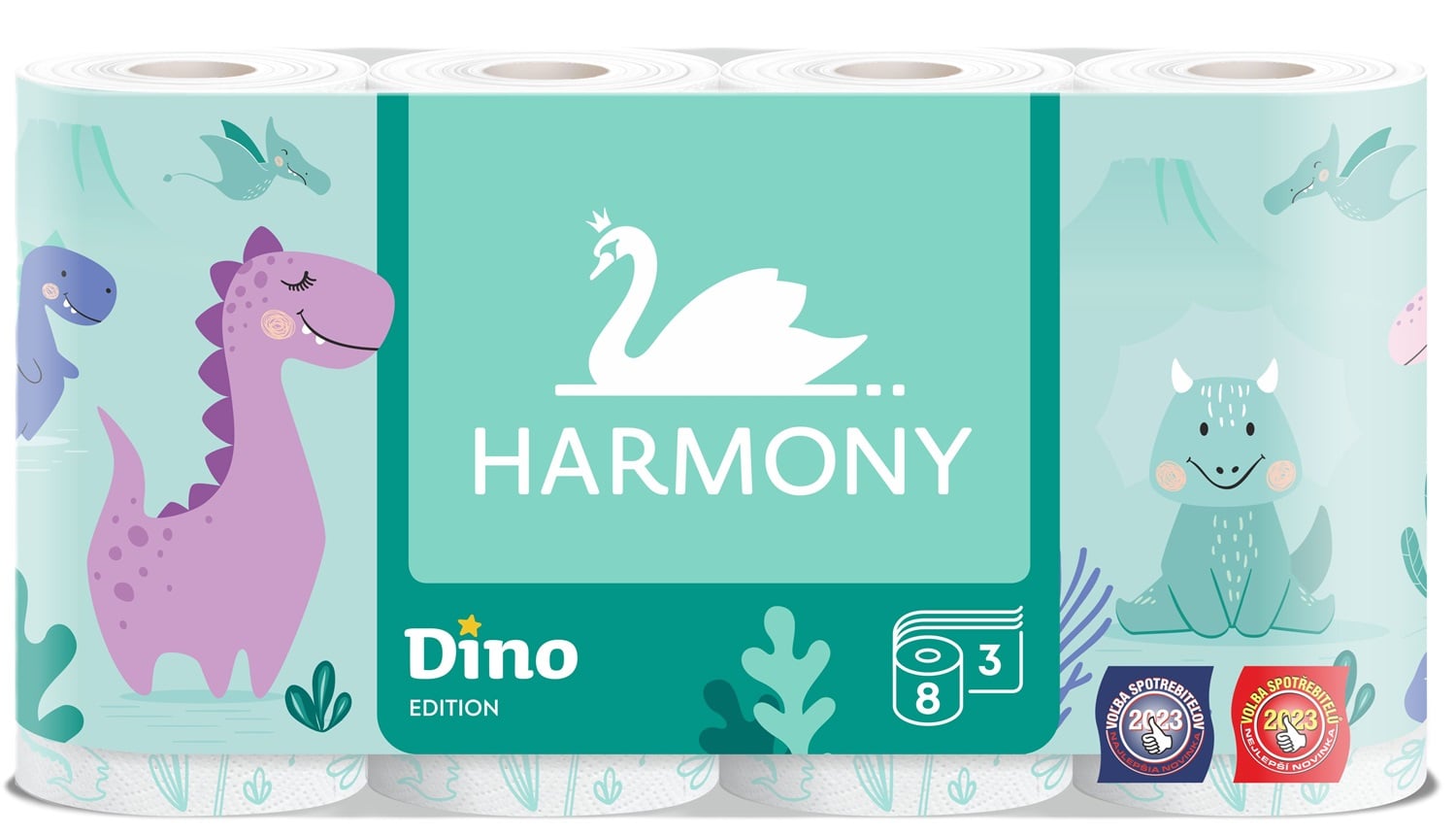 Harmony dino 3 rétegű 8 tekercses toalettpapír