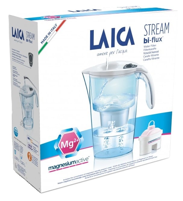 LAICA Stream Line fehér vízszűrő kancsó mechanikus kijelzővel és magnezium active bi-flux szűrővel