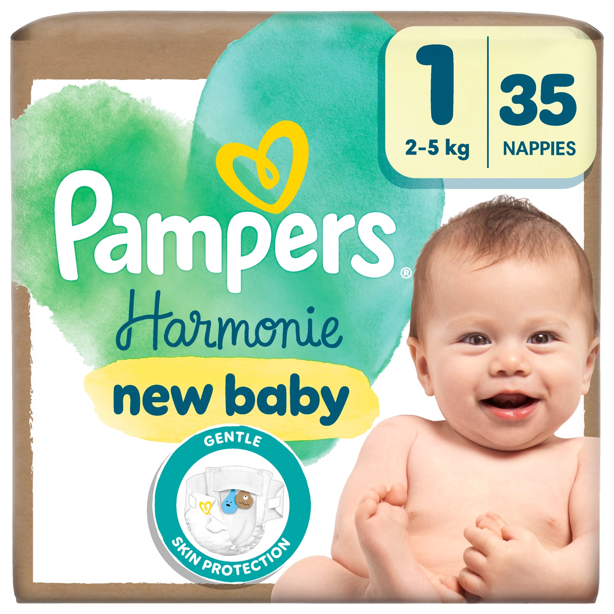 Pampers Harmonie New Baby Pelenka, Méret: 1 (2-5 kg) 35 db