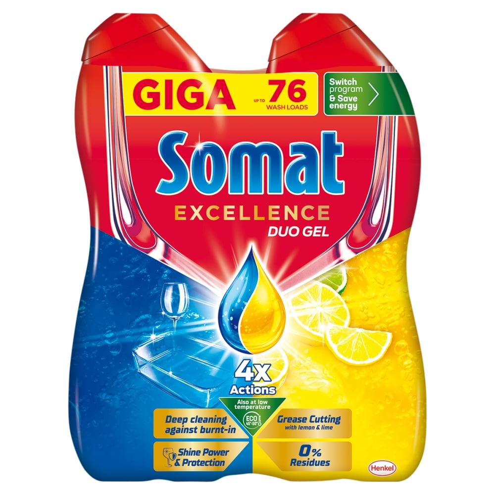 Somat Excellence Duo Gel Grease Cutting Lemon 2x684 ml