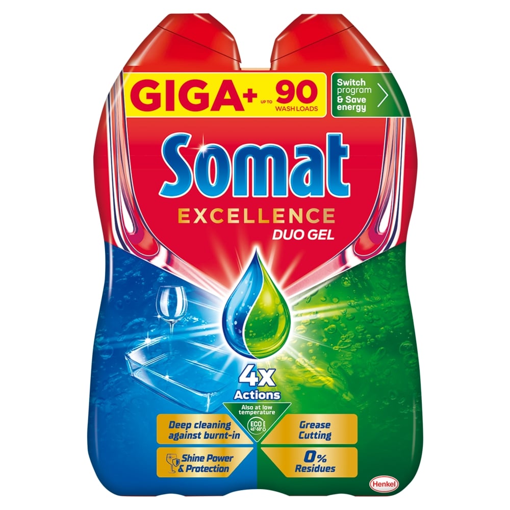 Somat Excellence Duo Gel Grease Cutting mosogatógél 2x810 ml