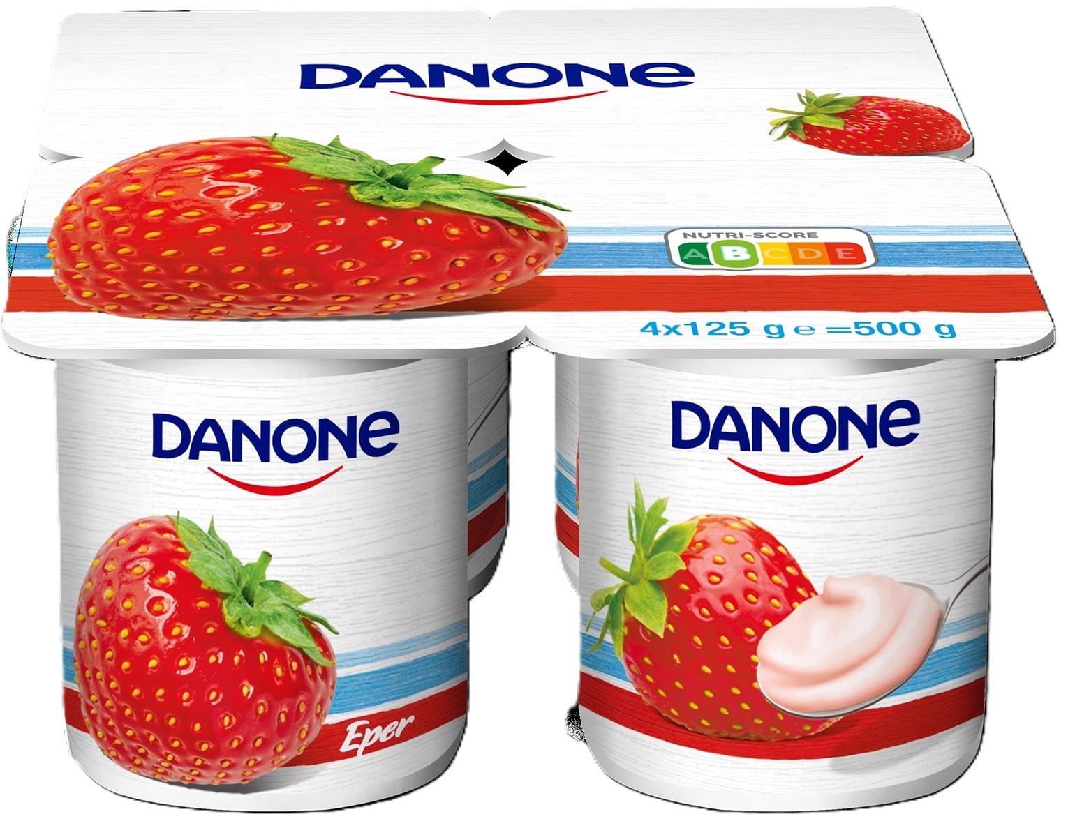 Danone Eper ízű, élőflórás, zsírszegény joghurt (4x125g)