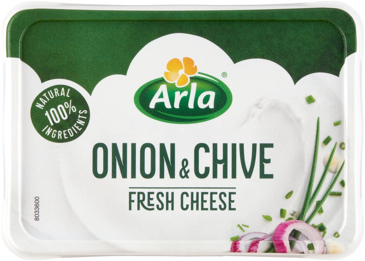 Arla friss, zsíros, lágy krémsajt hagymával és metélőhagymával
