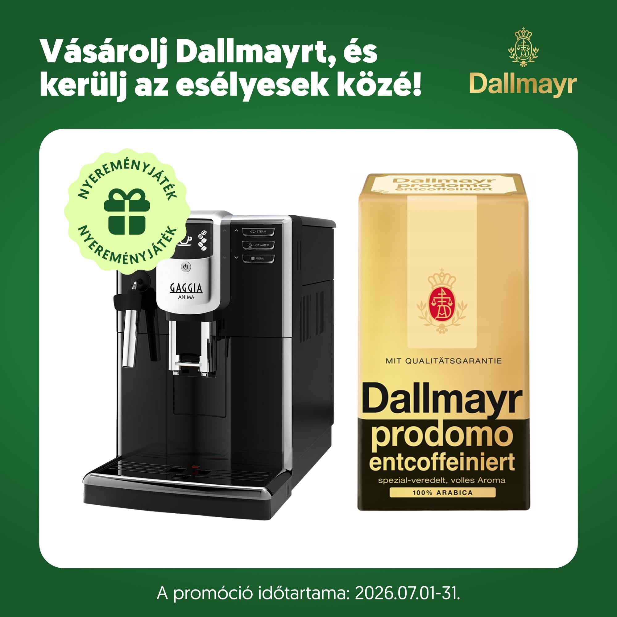 Dallmayr Prodomo Koffeinmentes szemes kávé
