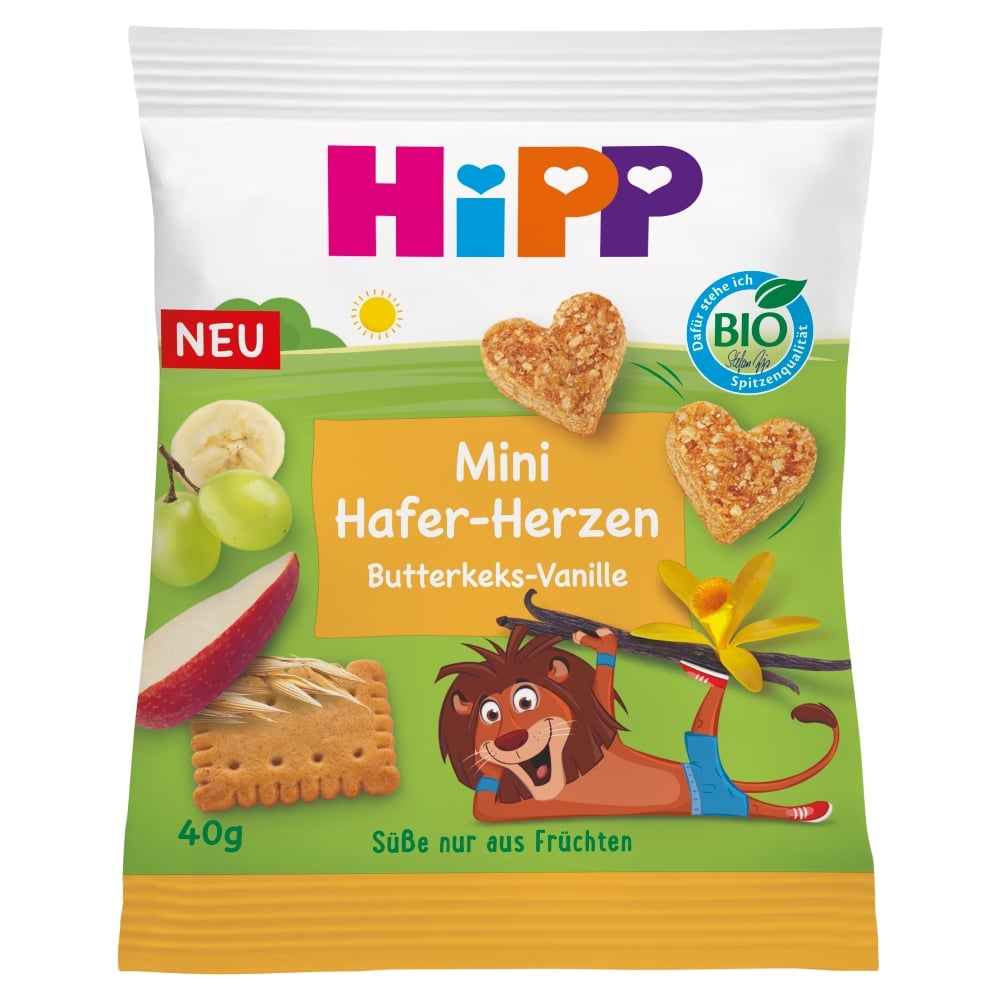 Hipp Bio Mini zabszívek vaníliás vajas keksz 3 éves kortól