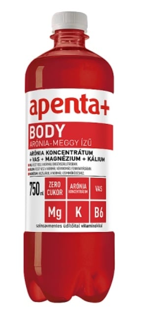 Apenta+ Body arónia-meggy ízű szénsavmentes üdítőital édesítőszerekkel, vitaminokkal