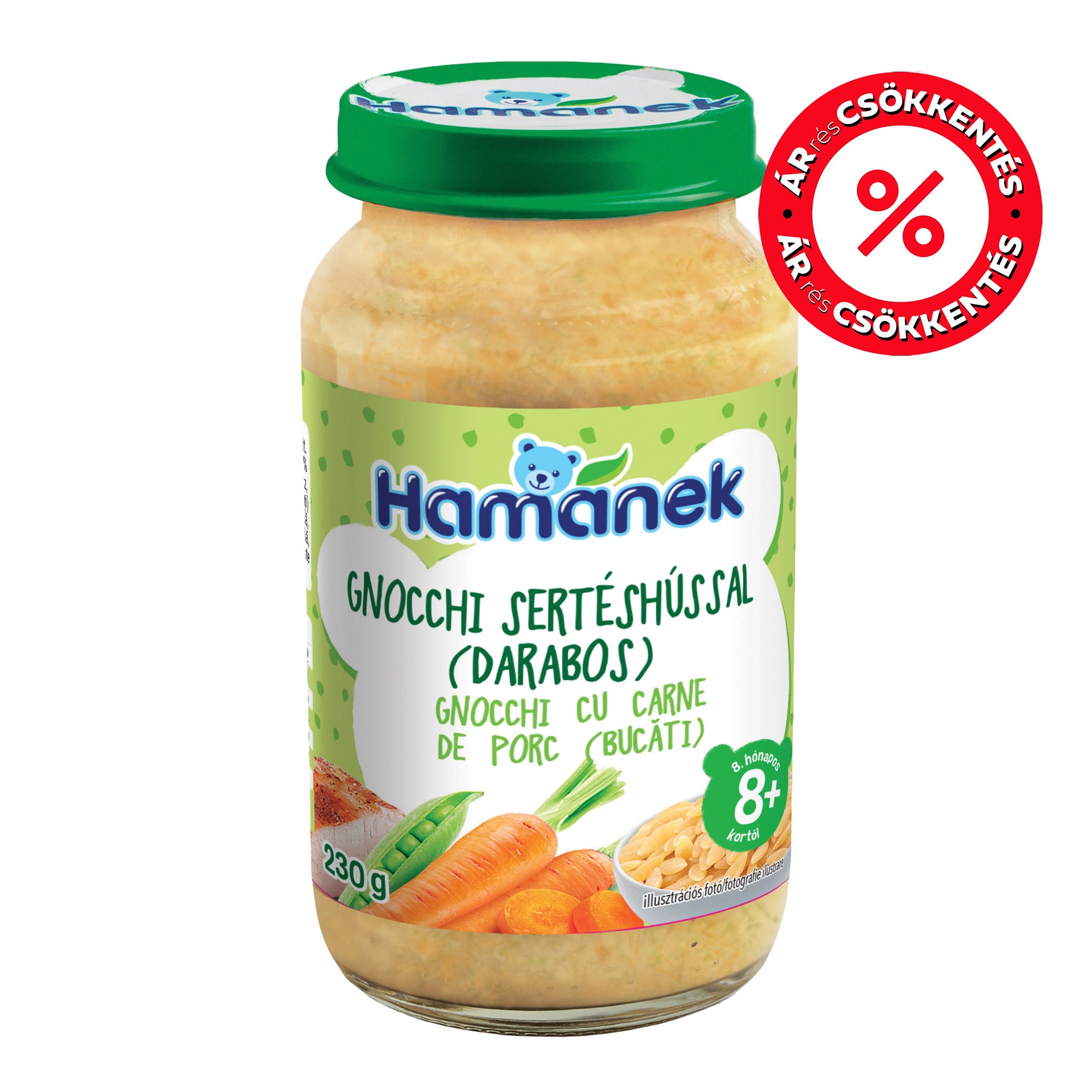 Hamánek menü gnocchi sertéshús darabokkal 8 hónapos kortól