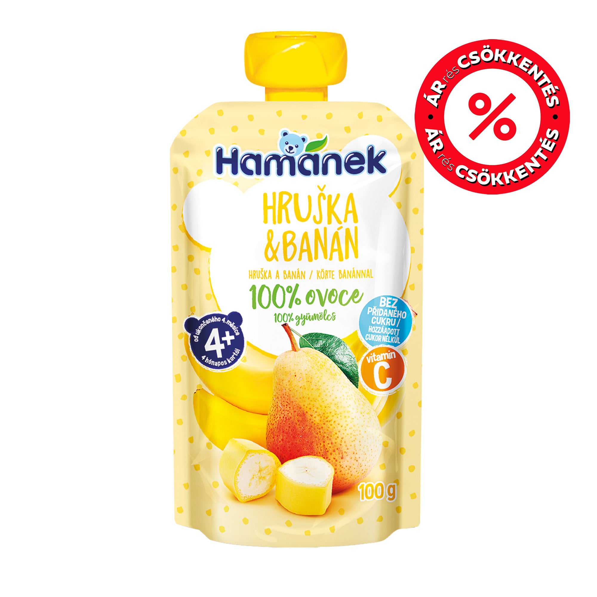 Hamánek desszert körte banán tasakos 4 hónapos kortól