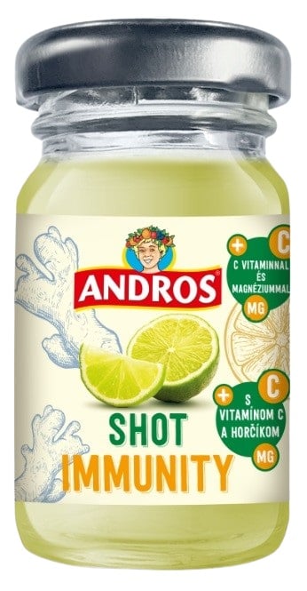 Andros Shot Immunity lime és gyömbér ital, C-vitaminnal és magnéziummal
