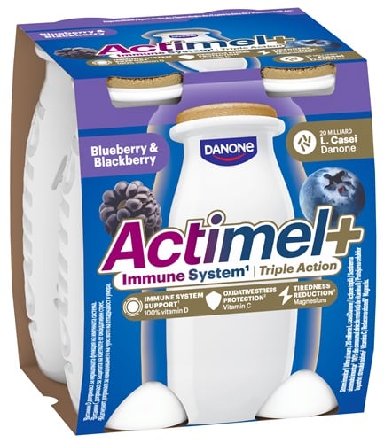 Danone Actimel Triple Action áfonyás-szedres joghurtital C-, B6-, D-vitaminnal és magnéziummal (4x100g)