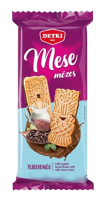 Mese mézes linzer kakaós tejbevonómasszával félig mártva