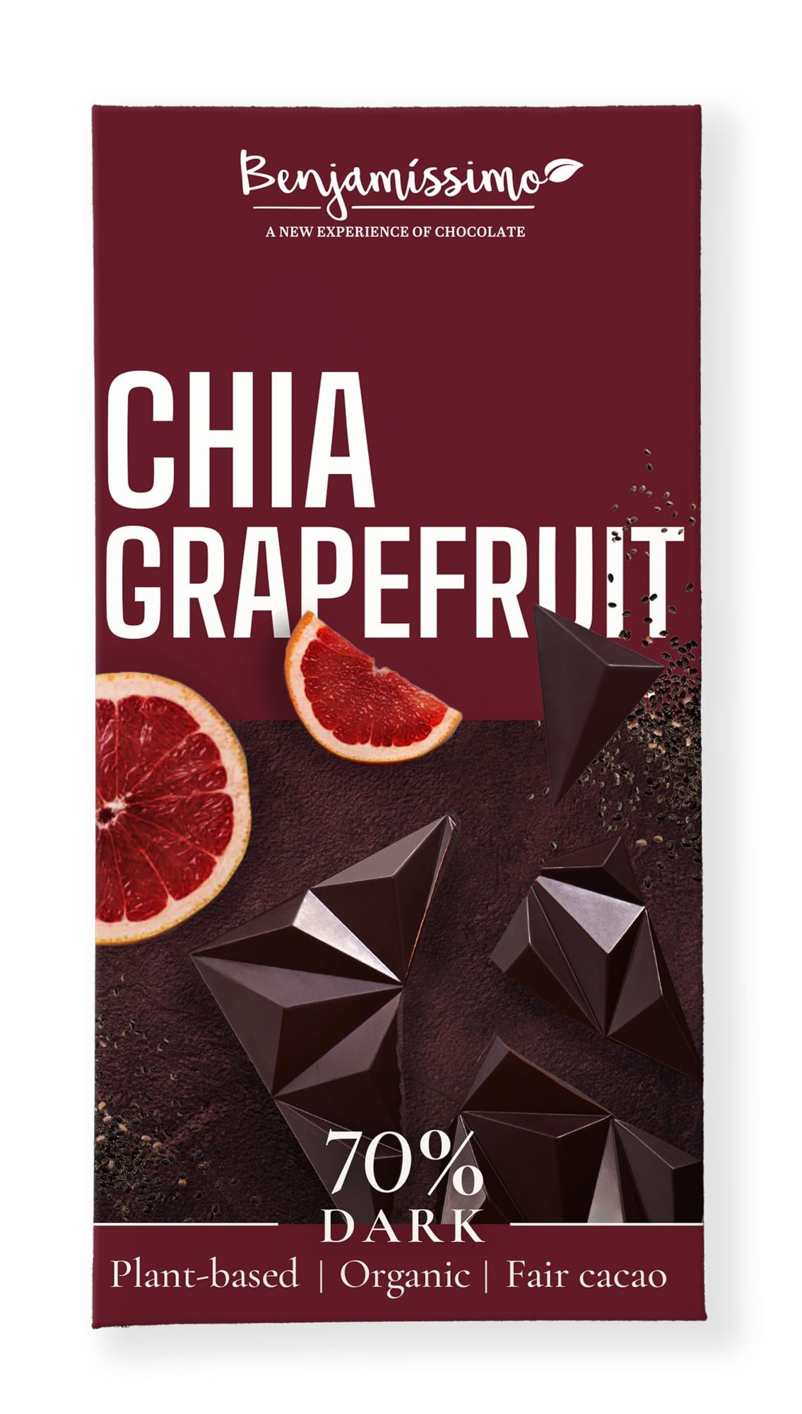 Benjamíssimo BIO Vegán fekete csokoládé chiaval és grapefruittal