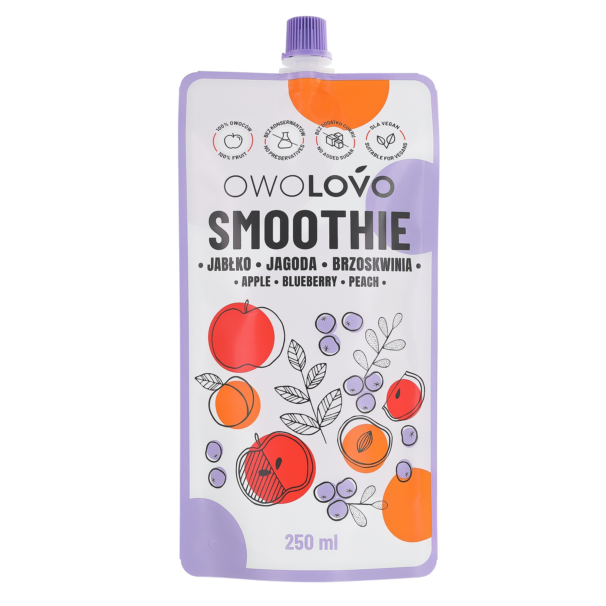 Owolovo Alma-áfonya-őszibarack smoothie