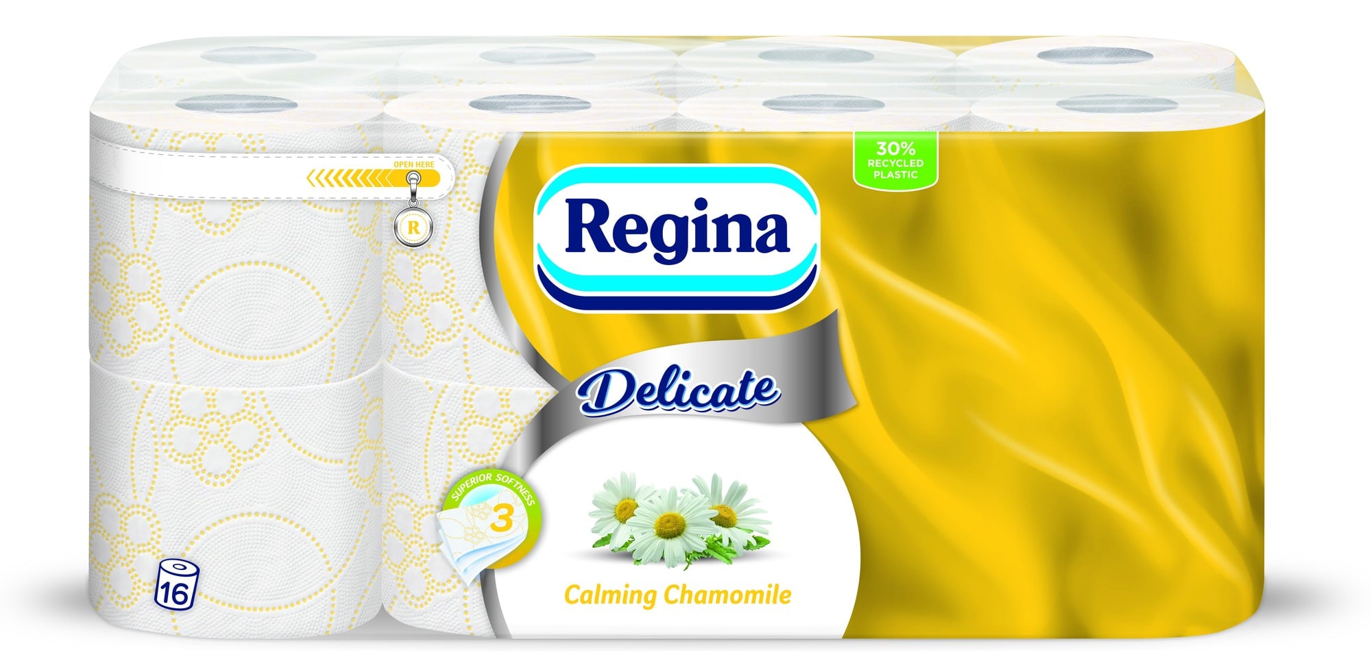Regina Delicate Calming Chamomile 16 tekercses, 3 rétegű, toalettpapír