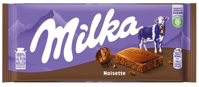 Milka Noisette alpesi tejcsokoládé mogyorómasszával
