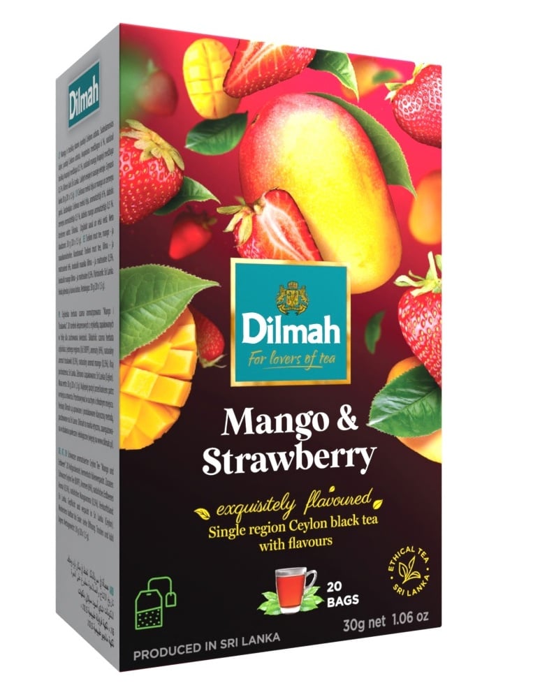 Dilmah Mangó & Eper aromás fekete tea aromazáró dobozban