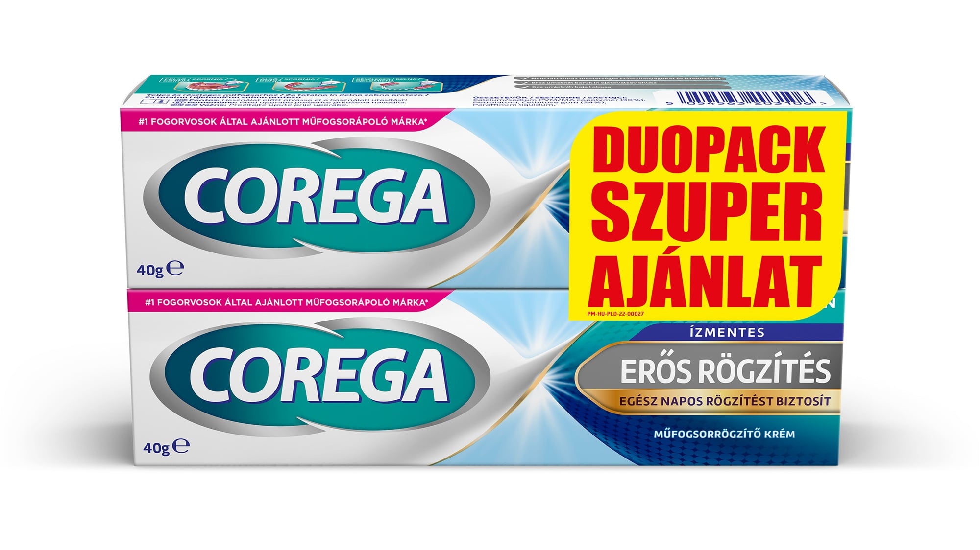 Corega műfogsorrögzítő krém duopack, ízmentes 2x40g