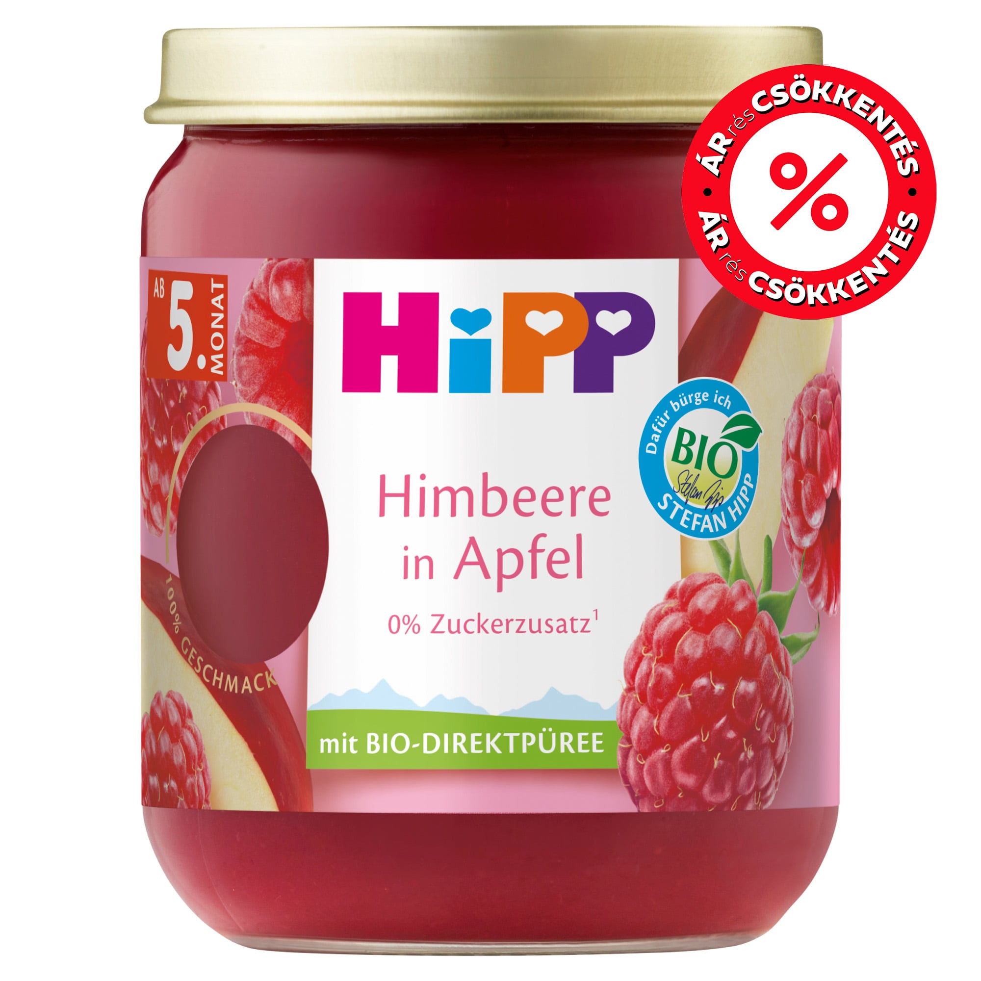 Hipp BIO Málna almában üveges bébiétel, 5 hónapos kortól