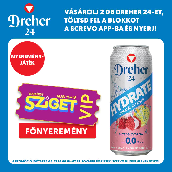 Dreher 24 Hydrate alkoholmentes világos sör és licsi-citrom ízű ital keveréke