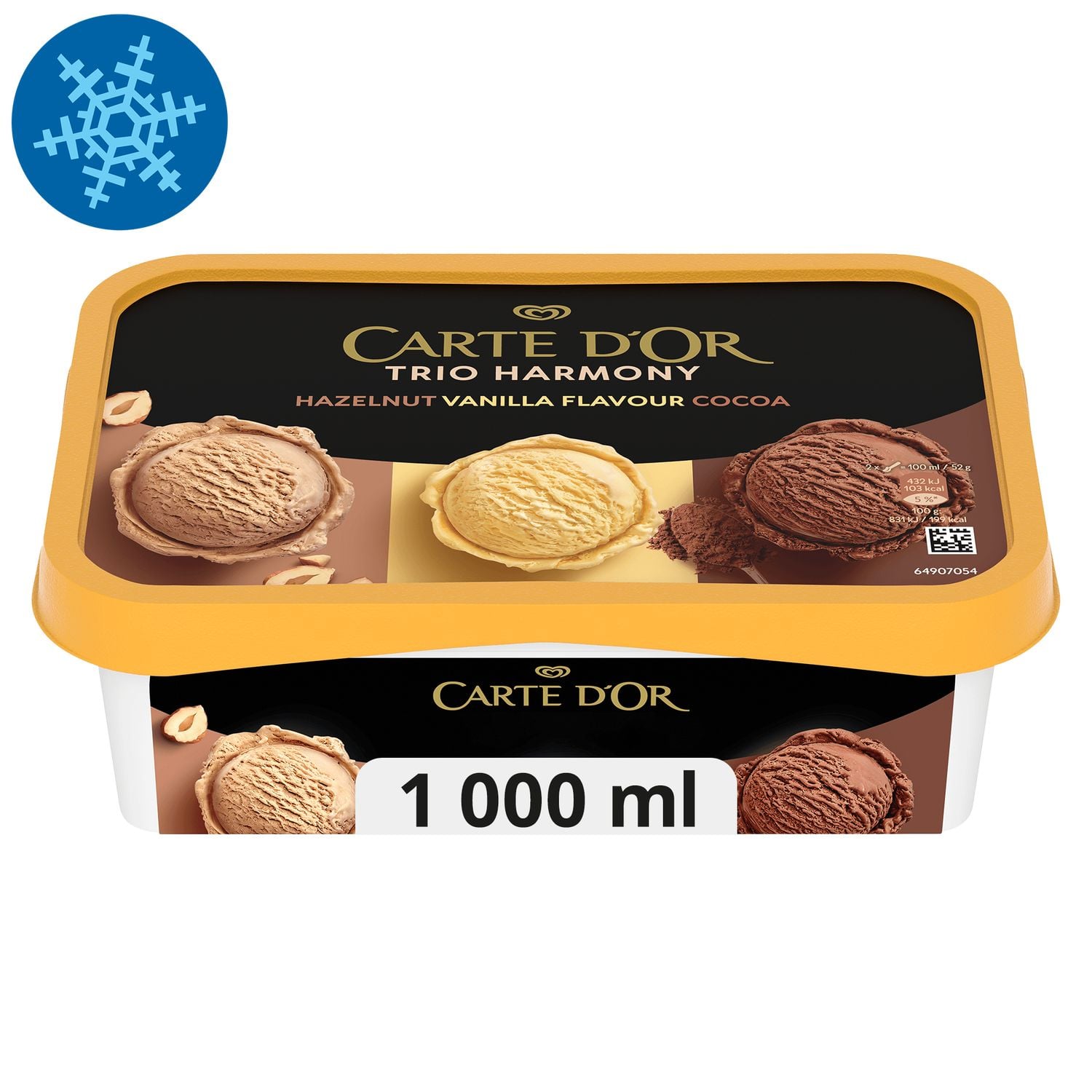 CARTE D'OR Jégkrém Trio Harmony Mogyoró-Vanília-Kakaó 1000ml