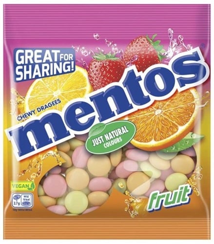 Mentos gyümölcs ízesítésű cukordrazsé zacskós