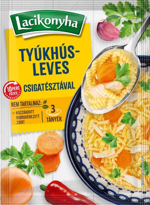 Tyúkhúsleves csigatésztával