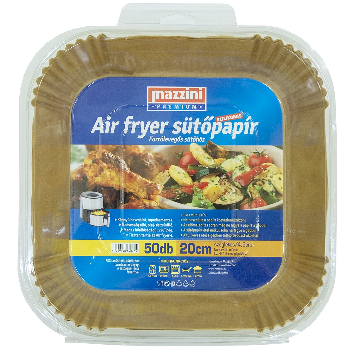 MAZZINI PREMIUM Air Fryer Sütőpapír szögletes 20 cm