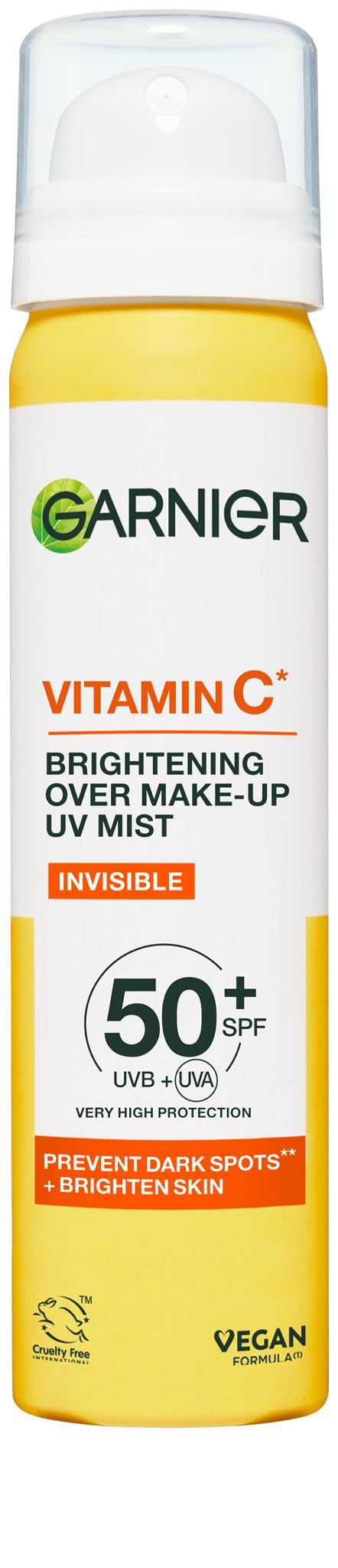 Garnier Vitamin C+ Ragyogásfokozó SPF 50+ láthatatlan, smink fölé is használható arcpermet