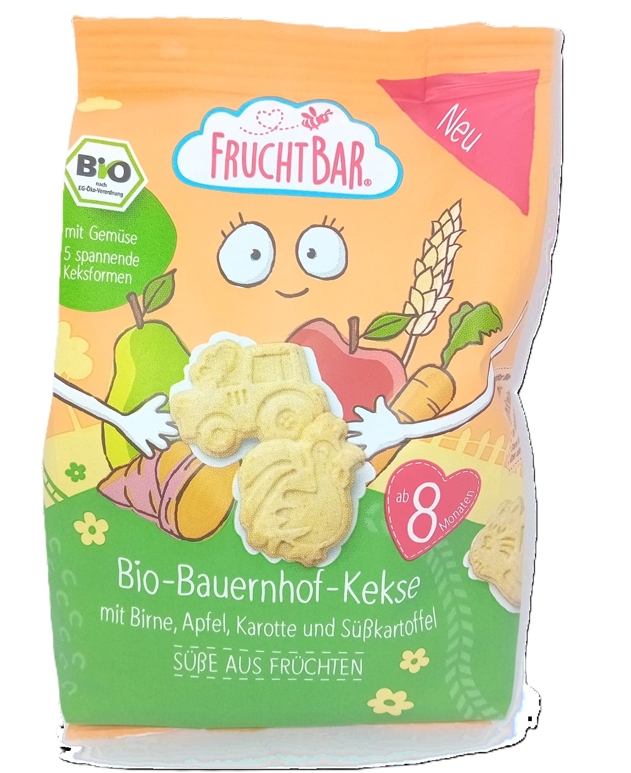 FruchtBar – Bio Farm Keksz Körtével, Almával, Sárgarépával és Édesburgonyával 8 hónapos kortól