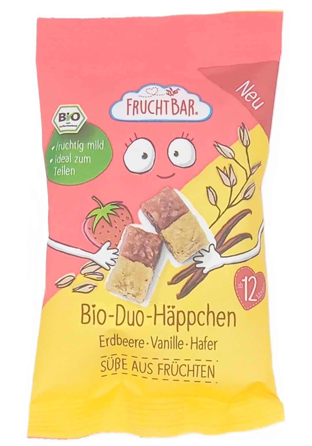 FruchtBar – Bio Zabfalatka Duó Eper, Vanília, Zab 12 hónapos kortól