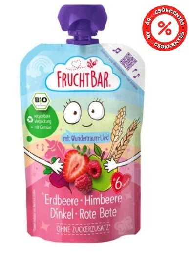 FruchtBar – Pouch Eper, Málna, Tönkölybúza és Cékla 6 hónapos kortól 6 hónapos kortól