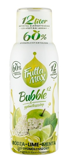 FruttaMax Bubble¹² bodza-lime-menta ízű gyümölcsszörp cukorral és édesítőszerekkel