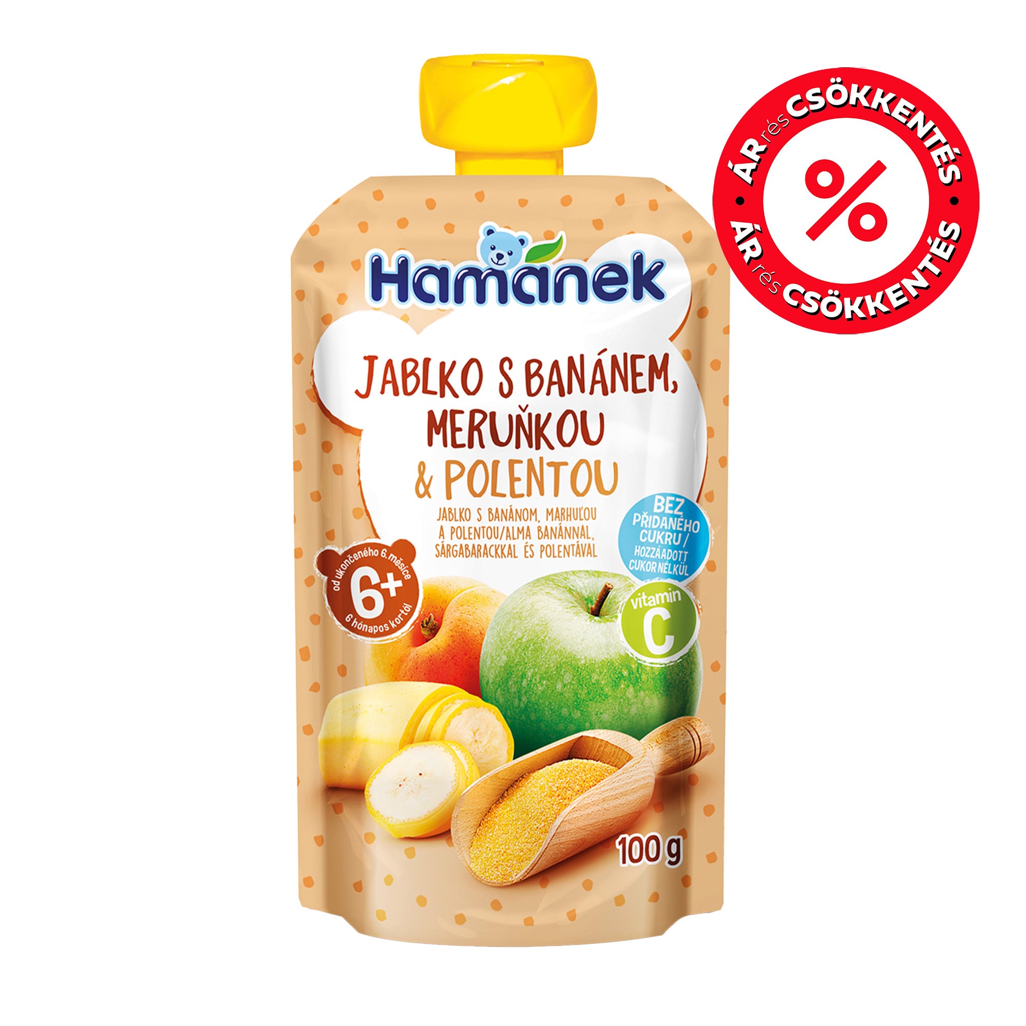 Hamanek desszert alma banán sárgabarack polenta  6 hónapos kortól