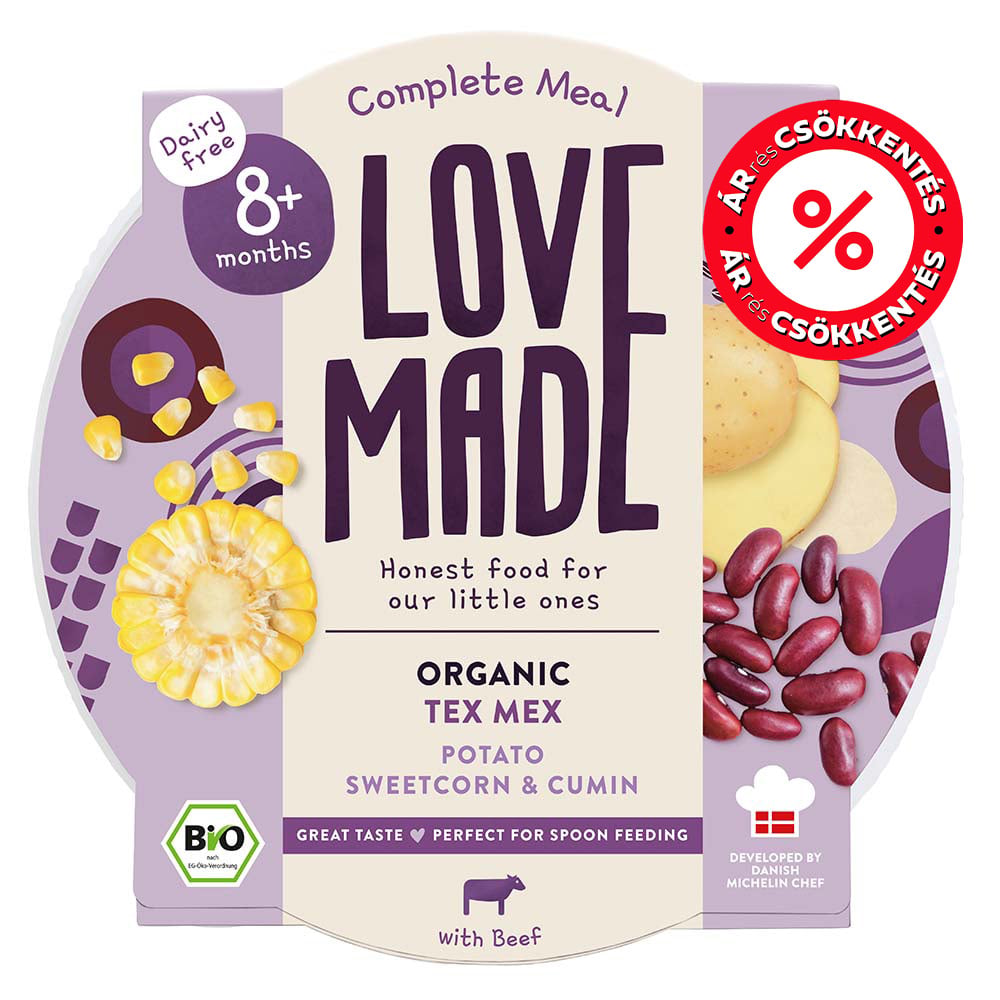 Lovemade Organic Bio Tex-Mex burgonyával kukoricával és köménnyel 8 hónapos kortól