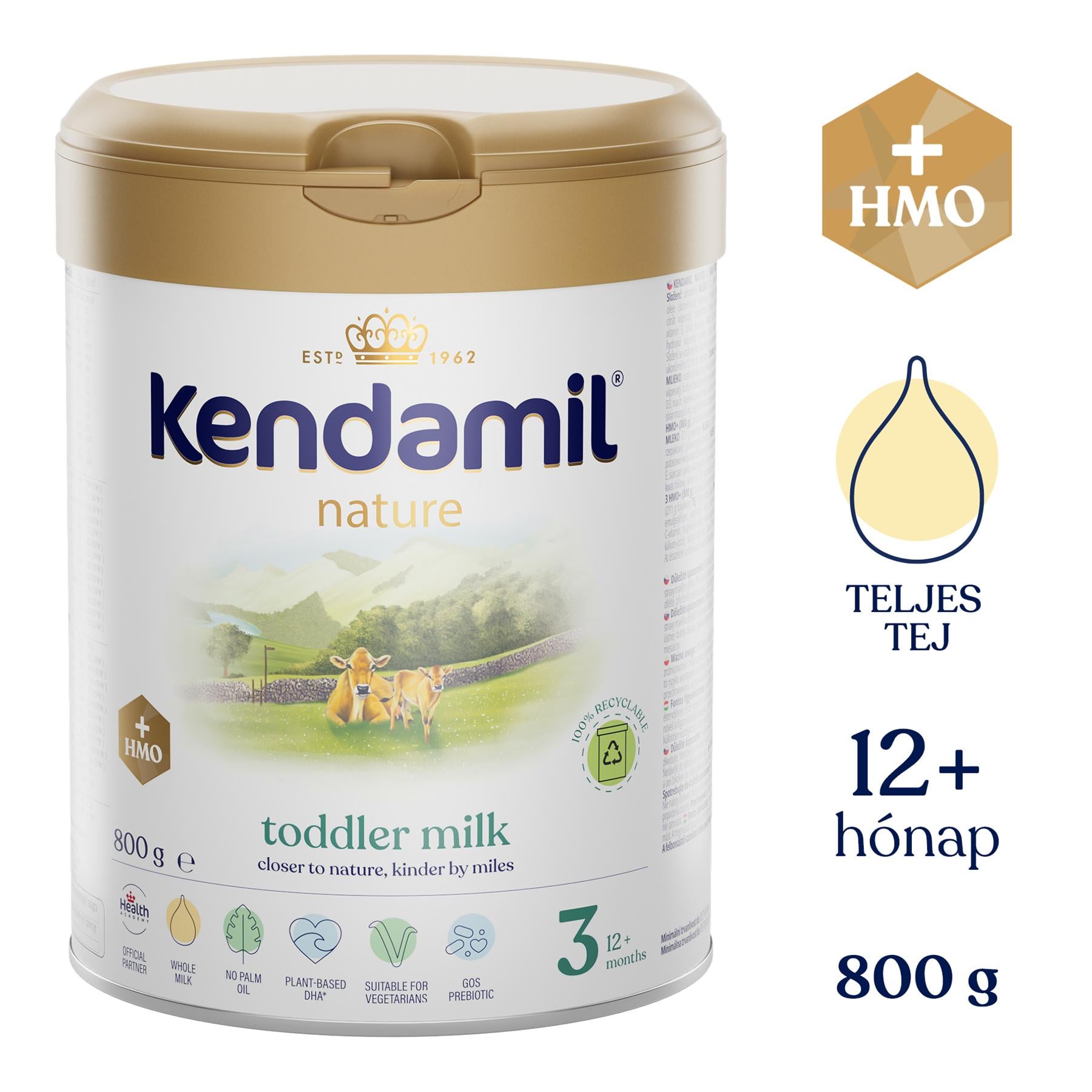 Kendamil NATURE 3 HMO+  tehéntej alapú ital kisgyermekek részére 12 hónapos kortól