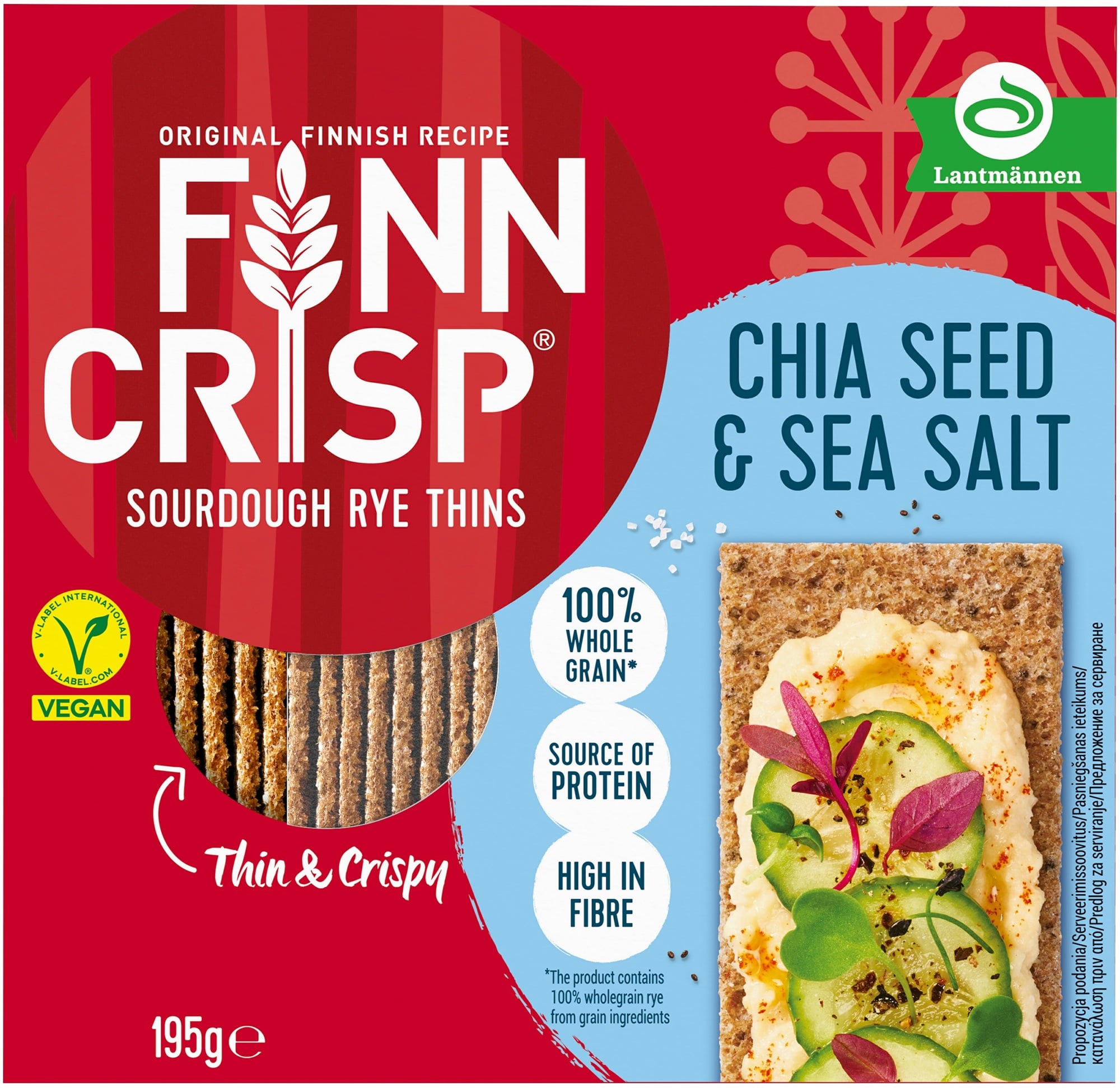 Finn Crisp Vékony Ropogós Kenyér Chia maggal és tengeri sóval