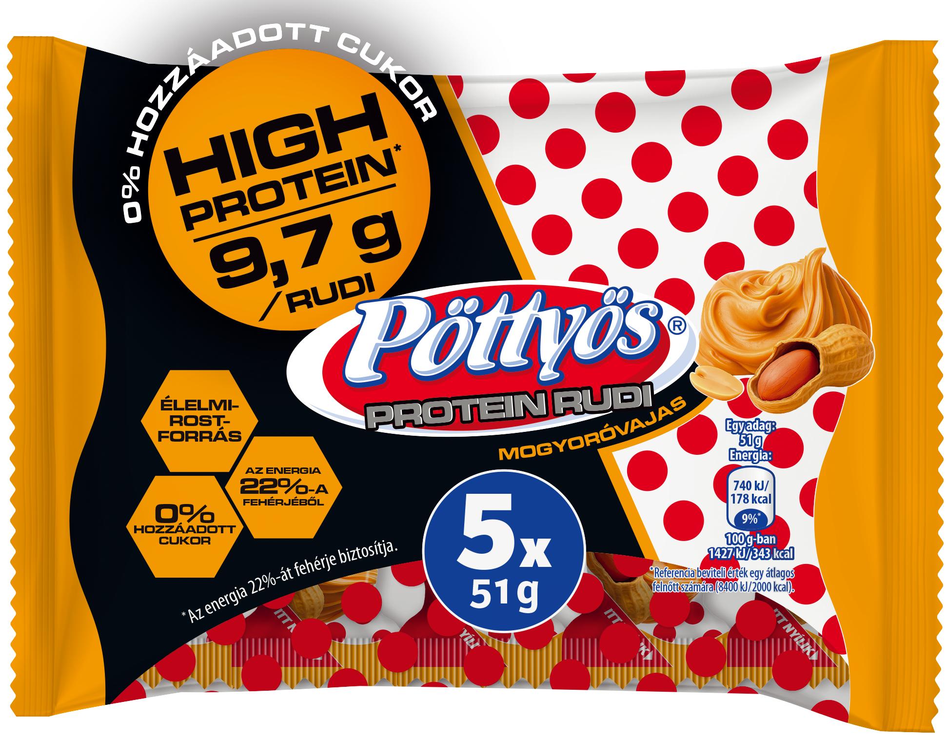 Pöttyös Mogyoróvajas protein rudi (5×51G)
