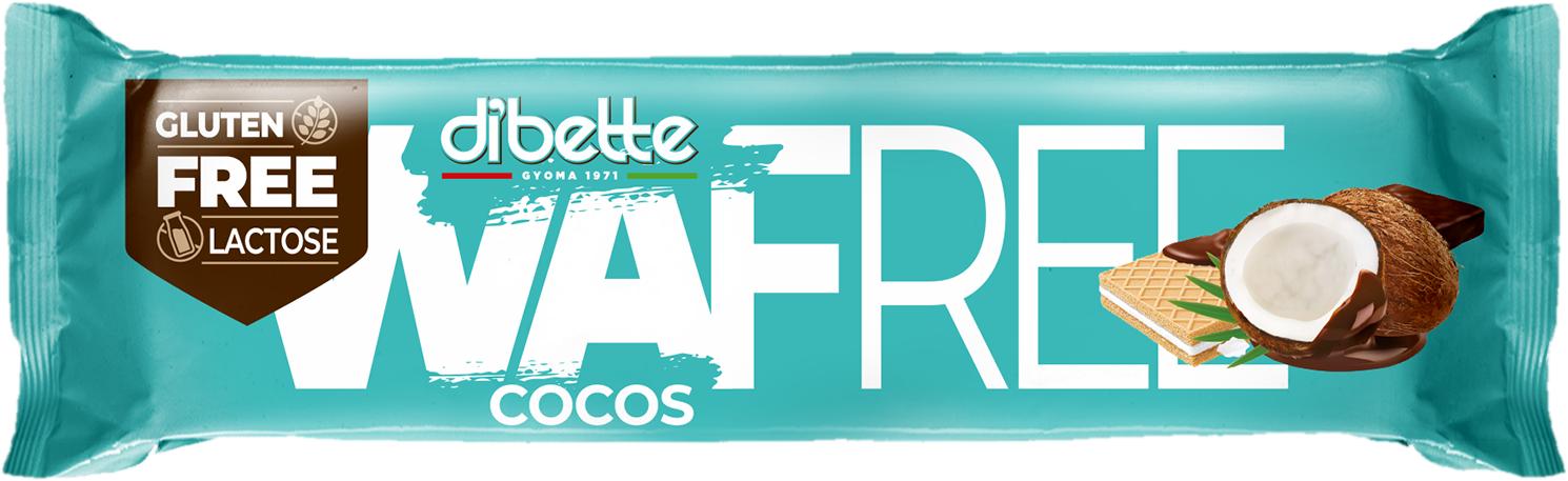 Dibette WAFREE  ét mártott, kókuszos  ostyaszelet, fruktózzal 30g glutén-, laktózmentes