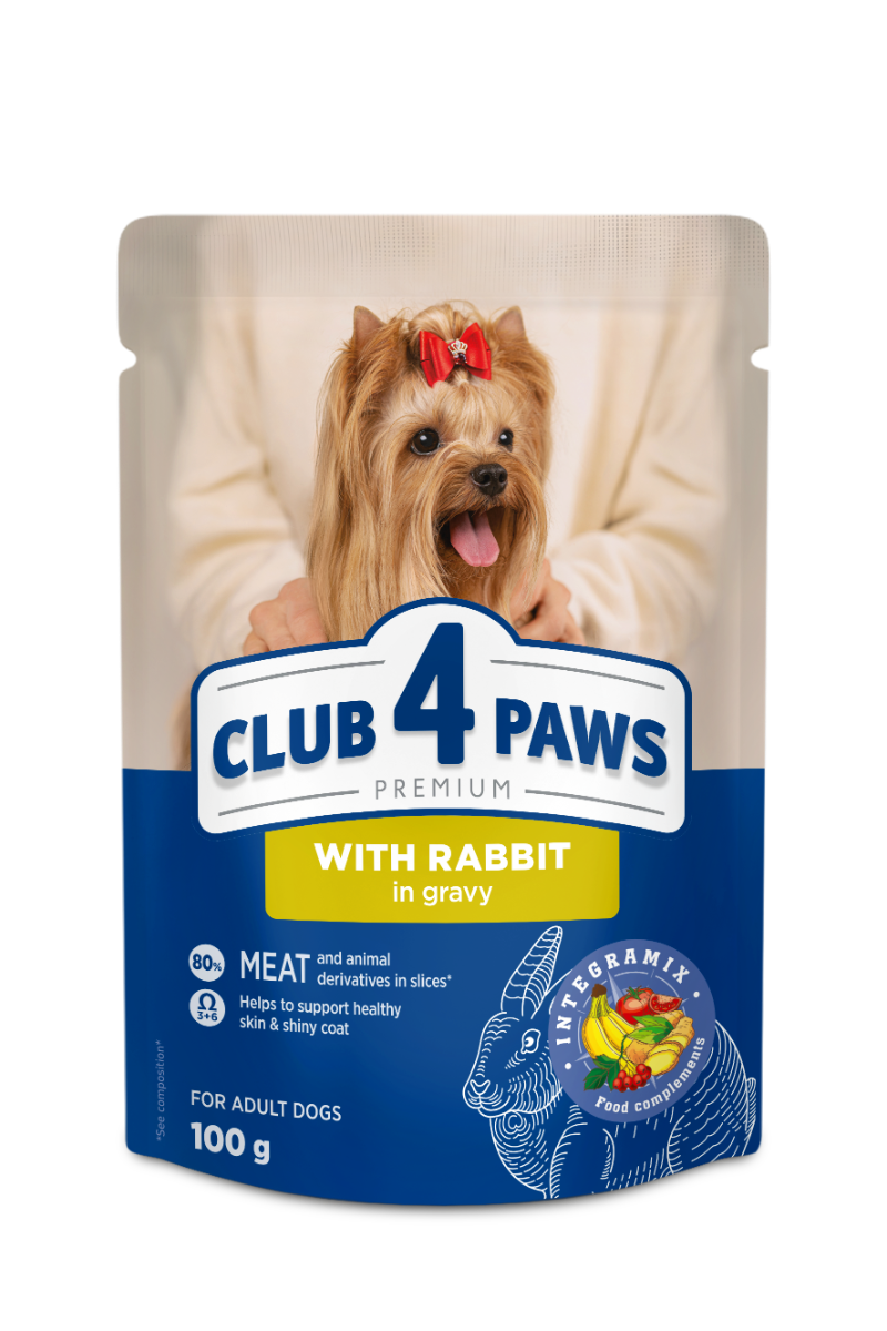 Club 4 Paws Premium  teljes értékű nedves kutyaeledel szószban, nyúl 100 g