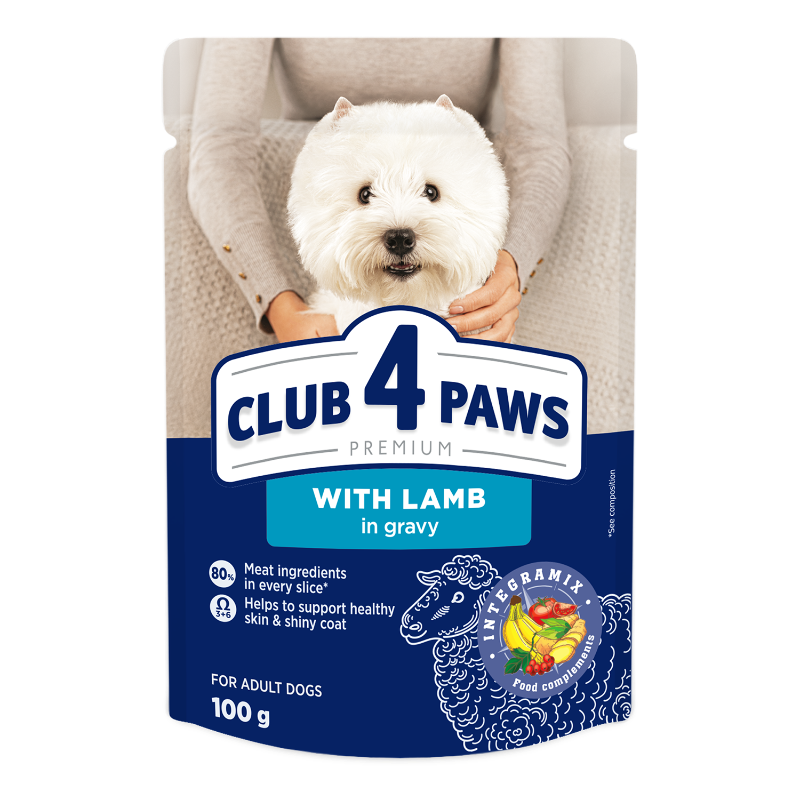Club 4 Paws Premium teljes értékű nedves kutyaeledel szószban, bárány 100 g