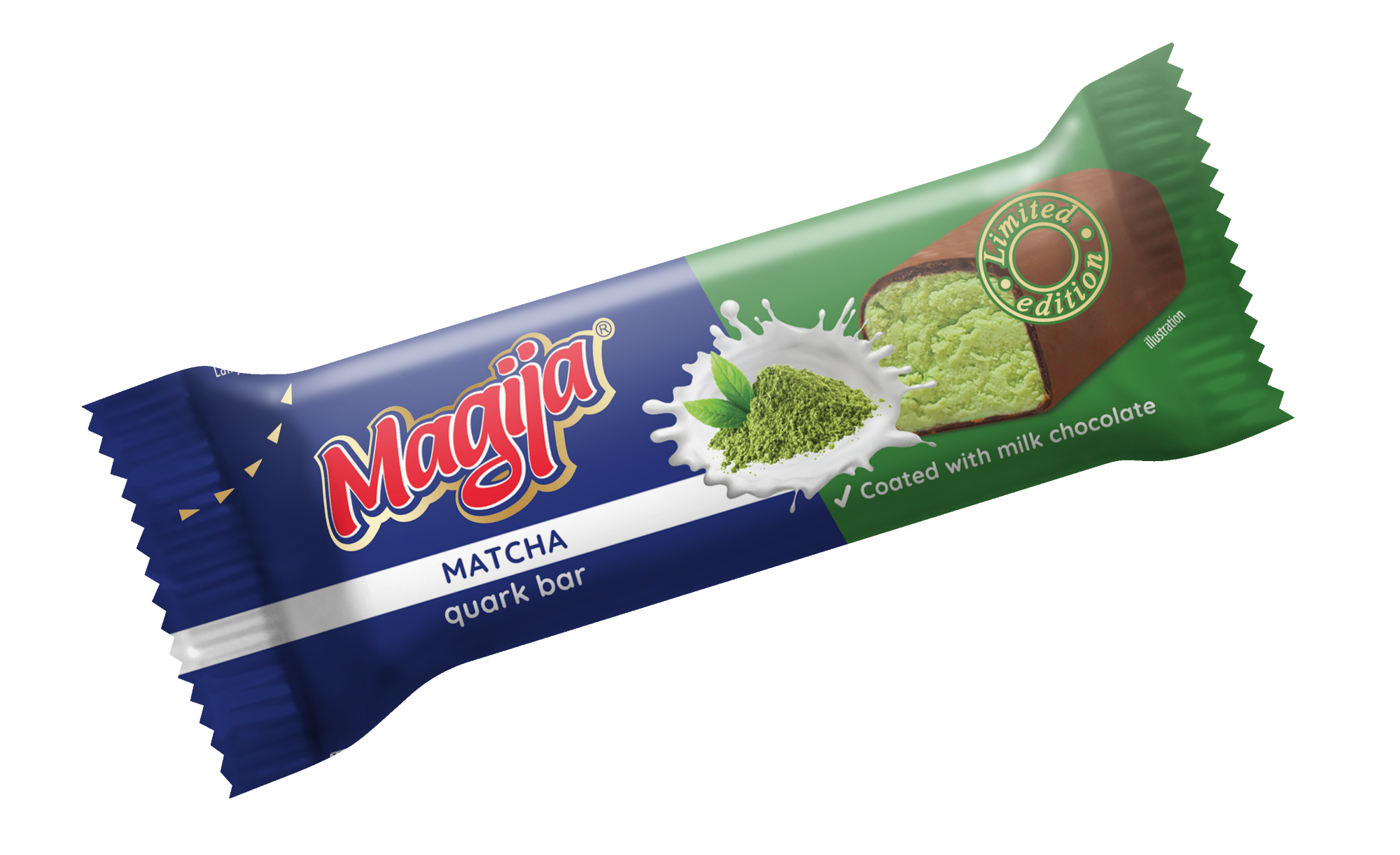 Magija túródesszert matchával és tejcsokoládé bevonattal