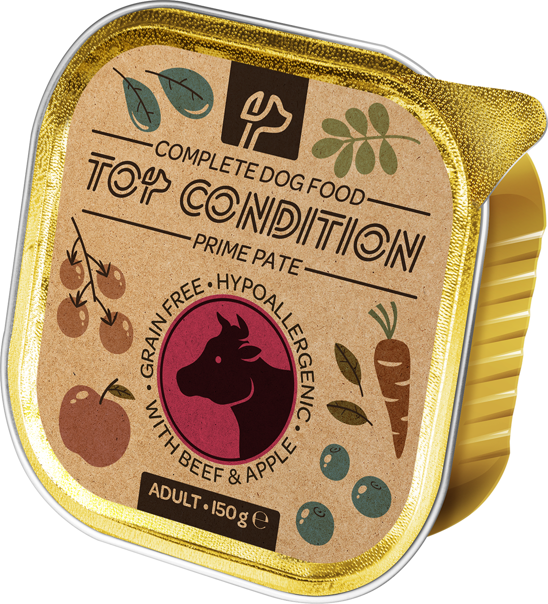 Top Condition alutálkás nedves kutyaeledel, marha-alma