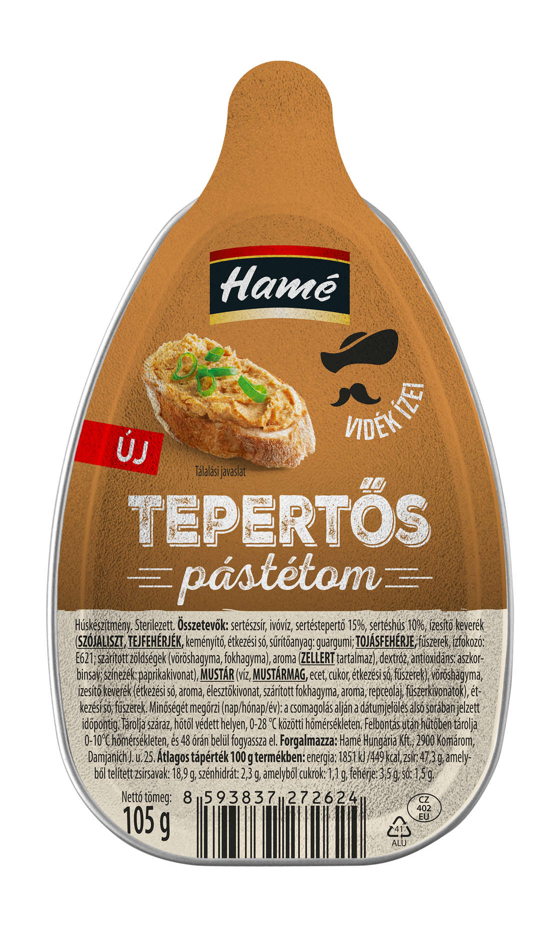 Hamé tepertős pástétom