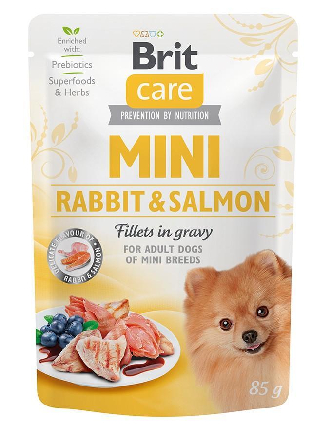 Brit Care Mini alutasakos nedves kutyatáp, nyúl és lazac filé szószban 85g
