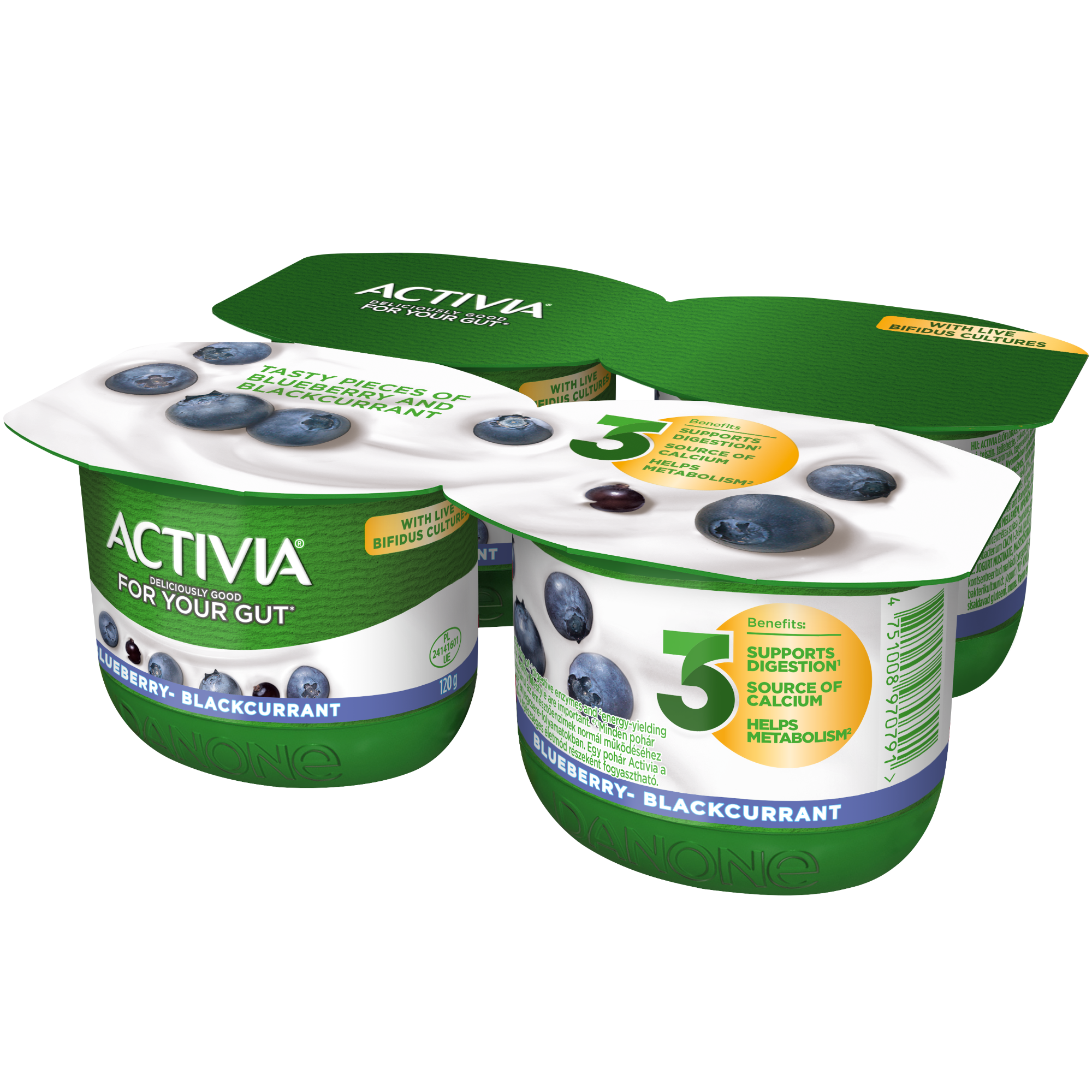 Danone Activia áfonyás-feketeribizlis élőflórás joghurt (4x120g)