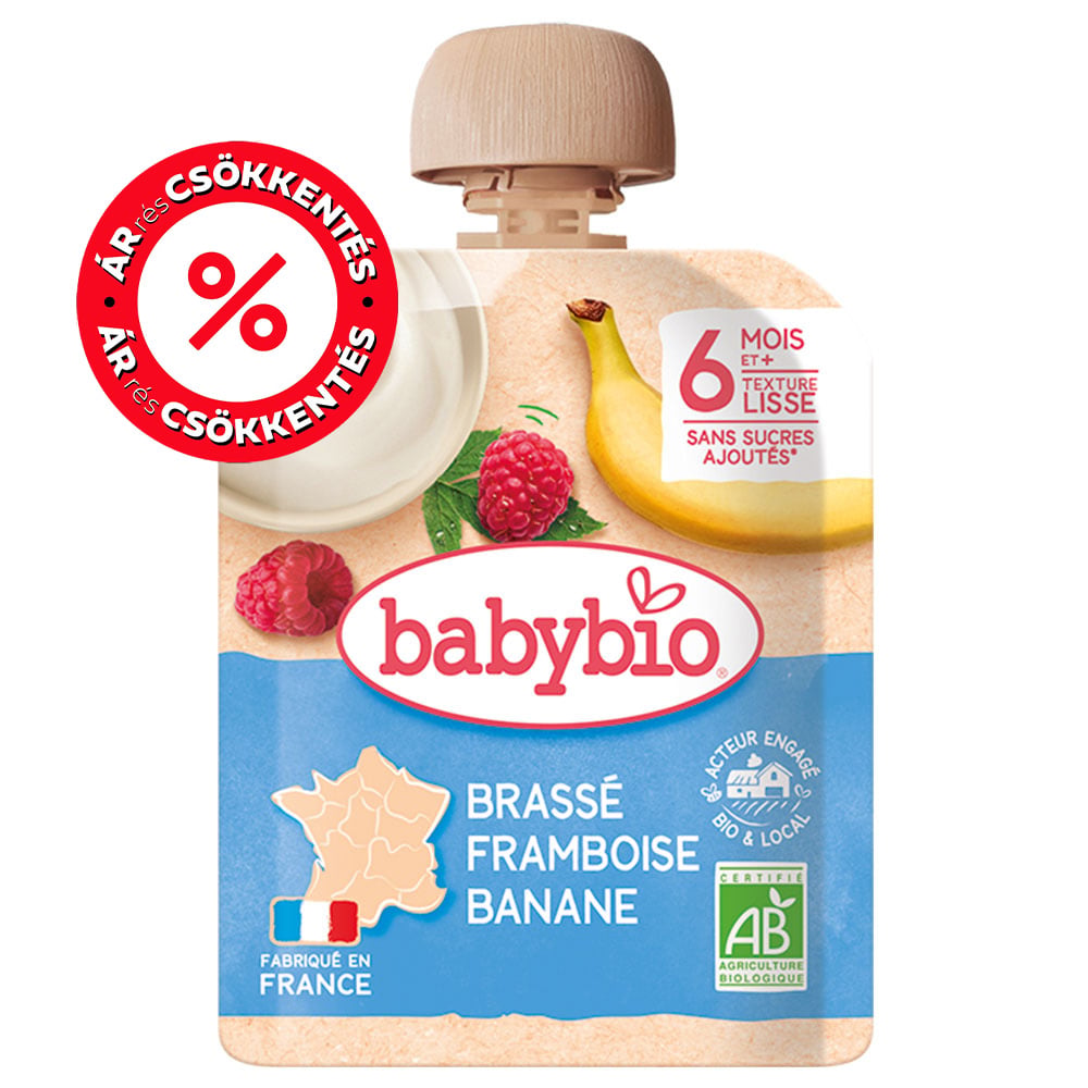 BabyBio Málnás banános tejes krémdesszert 6 hónapos kortól