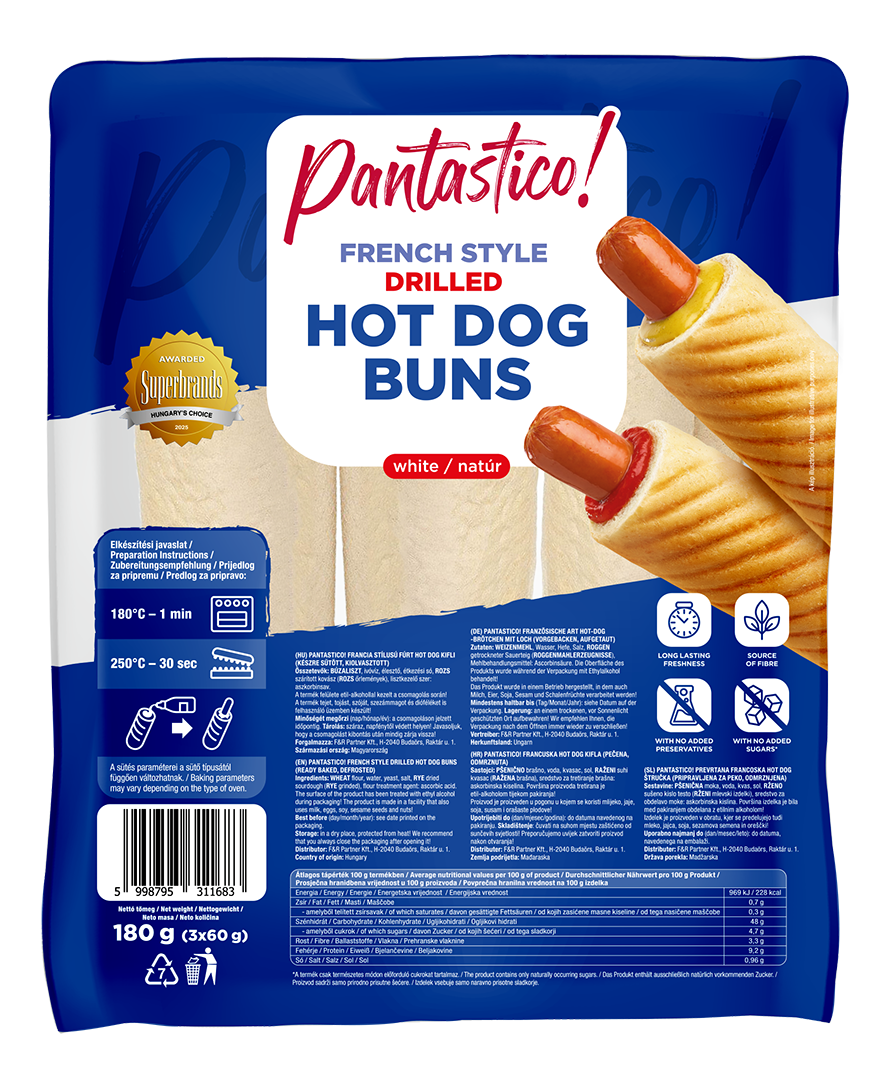 Pantastico! Fúrt hot-dog kifli (3x60g)