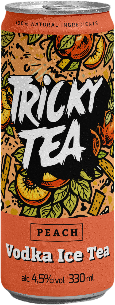 Horizont Tricky Tea - Barackos Vodka Ice Tea - Őszibarack ízű szénsavmentes alkoholtartalmú ital feketetea-kivonattal és vodkával
