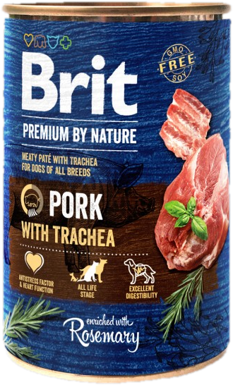 Brit Premium by Nature nedves kutyaeledel/kutyakonzerv, sertés gégével 400 g